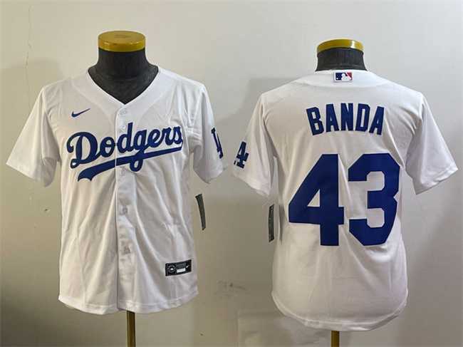 Youth Los Angeles Dodgers #43 Anthony Banda White Cool Base Stitched Jersey